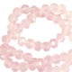 Faceted glass beads 8x6mm disc Primrose pink-pearl shine coating